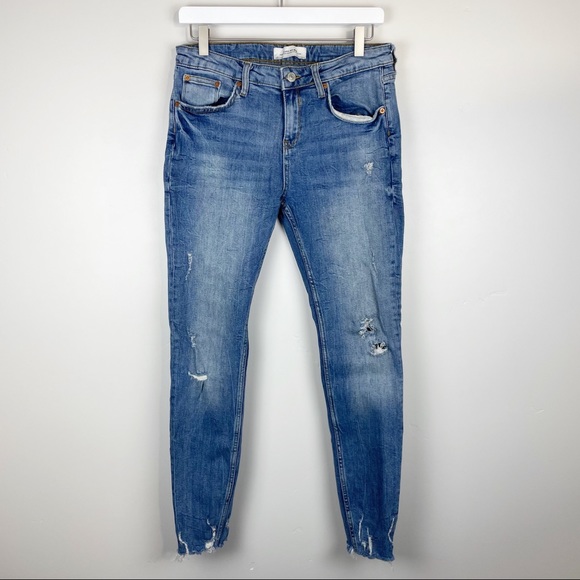 Zara Destroyed Ankle Skinny Jeans Size 10